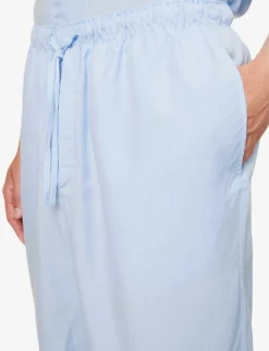 Relaxed-fit Straight-leg Mid-rise Woven Pyjama Bottoms -Falkeis Store R04144741 SKYBLUE ALT04