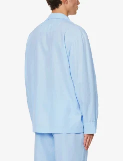 Camp-collar Relaxed-fit Woven Pyjama Shirt 6 Camp-collar Relaxed-fit Woven Pyjama Shirt -Falkeis Store R04144742 SKYBLUE ALT02