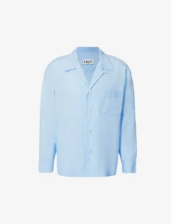 Camp-collar Relaxed-fit Woven Pyjama Shirt