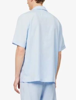 Relaxed-fit Camp-collar Woven Pyjama Top 8 Relaxed-fit Camp-collar Woven Pyjama Top -Falkeis Store R04144743 SKYBLUE ALT03