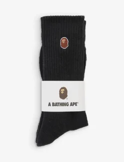 Ape-head Brand-embroidered Cotton-blend Socks