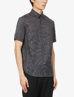 Emporio Armani Micro-dotted Pattern Woven Shirt -Falkeis Store R04145231 NAVYXBCO ALT02
