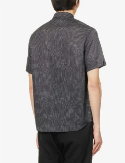Emporio Armani Micro-dotted Pattern Woven Shirt -Falkeis Store R04145231 NAVYXBCO ALT03