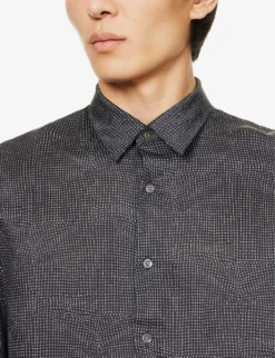 Emporio Armani Micro-dotted Pattern Woven Shirt -Falkeis Store R04145231 NAVYXBCO ALT04