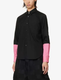 Unisex Contrast-sleeve Regular-fit Cotton-poplin Shirt 8 Unisex Contrast-sleeve Regular-fit Cotton-poplin Shirt -Falkeis Store R04146919 BLACKPINK ALT02