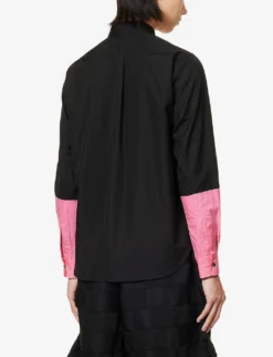 Unisex Contrast-sleeve Regular-fit Cotton-poplin Shirt 9 Unisex Contrast-sleeve Regular-fit Cotton-poplin Shirt -Falkeis Store R04146919 BLACKPINK ALT03