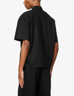 Wave Off Summer Brand-embroidered Boxy-fit Cotton Shirt 8 Wave Off Summer Brand-embroidered Boxy-fit Cotton Shirt -Falkeis Store R04147031 BLACKWHITE ALT03