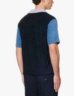 PAUL SMITH Colour-blocked Camp-collar Regular-fit Towelling Shirt -Falkeis Store R04148052 INKYBLUE ALT03