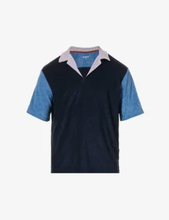 PAUL SMITH Colour-blocked Camp-collar Regular-fit Towelling Shirt