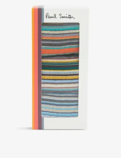 PAUL SMITH Pack Of Three Striped Stretch-cotton Blend Socks