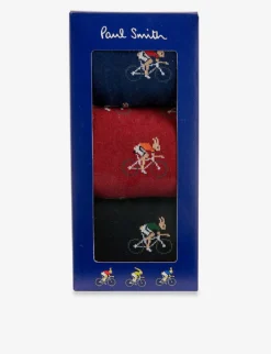 PAUL SMITH Rabbit-print Contrast-panel Stretch Cotton-blend Socks -Falkeis Store R04148363 MULTICOLOUR ALT02