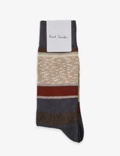 PAUL SMITH Colour-block Pattern Cotton-blend Knitted Socks
