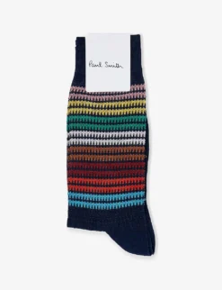 PAUL SMITH Striped Stretch-cotton Blend Socks