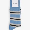 PAUL SMITH Stripe Ankle-rise Stretch Cotton-blend Socks