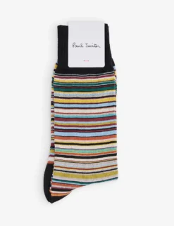 PAUL SMITH Signature Stripe Stretch Cotton-blend Socks