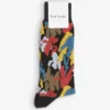 PAUL SMITH Iris Floral-print Ankle-rise Stretch-cotton Blend Socks