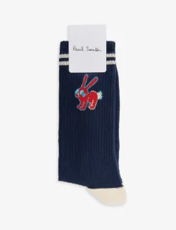 PAUL SMITH Rabbit-print Stretch Cotton-blend Socks