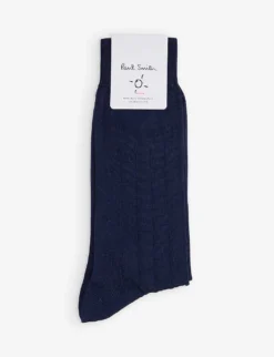 PAUL SMITH Ribbed Organic Cotton-blend Socks