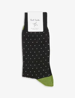 PAUL SMITH Ciao Dot-print Ankle-rise Stretch-organic-cotton Blend Socks