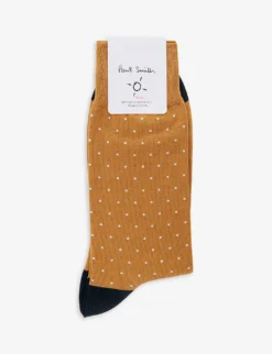 PAUL SMITH Spotted Stretch-organic Cotton Blend Socks