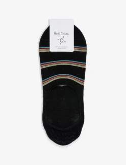 PAUL SMITH Stripe-print Low-rise Stretch-organic-cotton Blend Socks