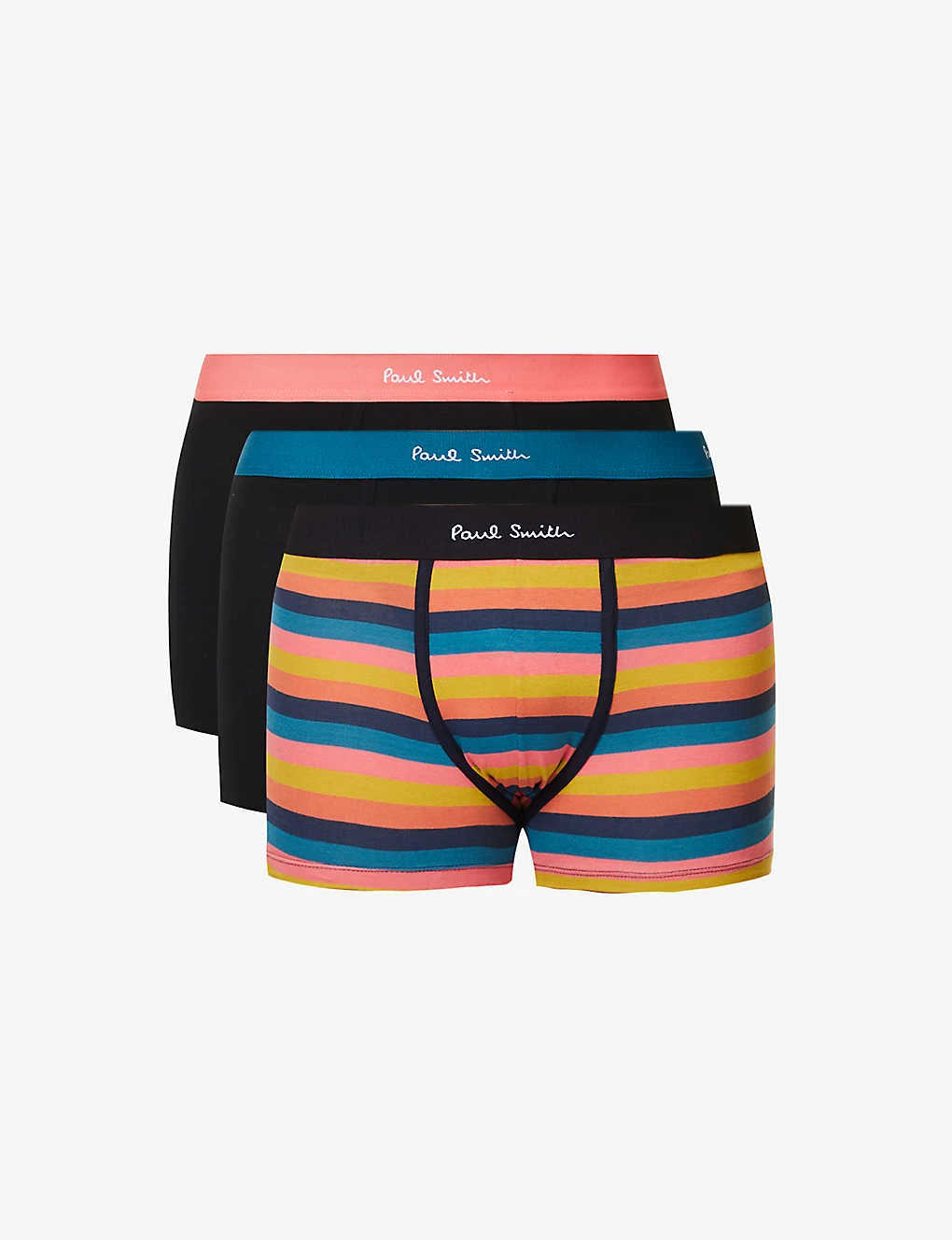 PAUL SMITH Pack Of Three Logo-waistband Stretch Organic-cotton Trunks 1 PAUL SMITH Pack Of Three Logo-waistband Stretch Organic-cotton Trunks