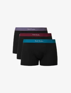 PAUL SMITH Pack Of Three Logo-waistband Organic Stretch-cotton Trunks