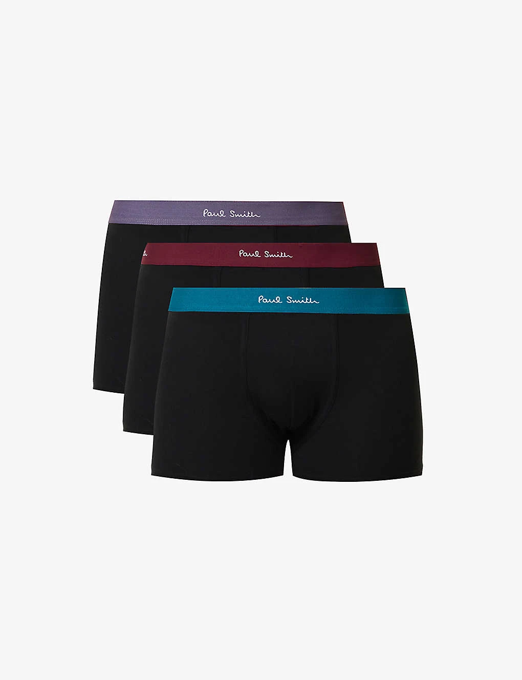 PAUL SMITH Pack Of Three Logo-waistband Organic Stretch-cotton Trunks 1 PAUL SMITH Pack Of Three Logo-waistband Organic Stretch-cotton Trunks