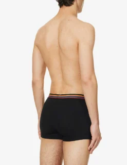 PAUL SMITH Logo-waistband Mid-rise Pack Of Three Stretch-cotton Trunks 6 PAUL SMITH Logo-waistband Mid-rise Pack Of Three Stretch-cotton Trunks -Falkeis Store R04148424 BLACKS ALT02