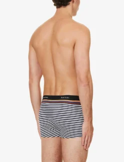 PAUL SMITH Striped Mid-rise Organic Stretch-cotton Trunks 6 PAUL SMITH Striped Mid-rise Organic Stretch-cotton Trunks -Falkeis Store R04148430 BLUES ALT02