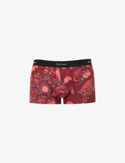 PAUL SMITH Graphic-print Mid-rise Organic Stretch-cotton Trunks