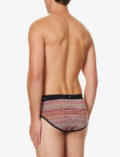 PAUL SMITH Striped Logo-waistband Stretch-organic-cotton Briefs -Falkeis Store R04148436 MULTICOLOUR ALT02