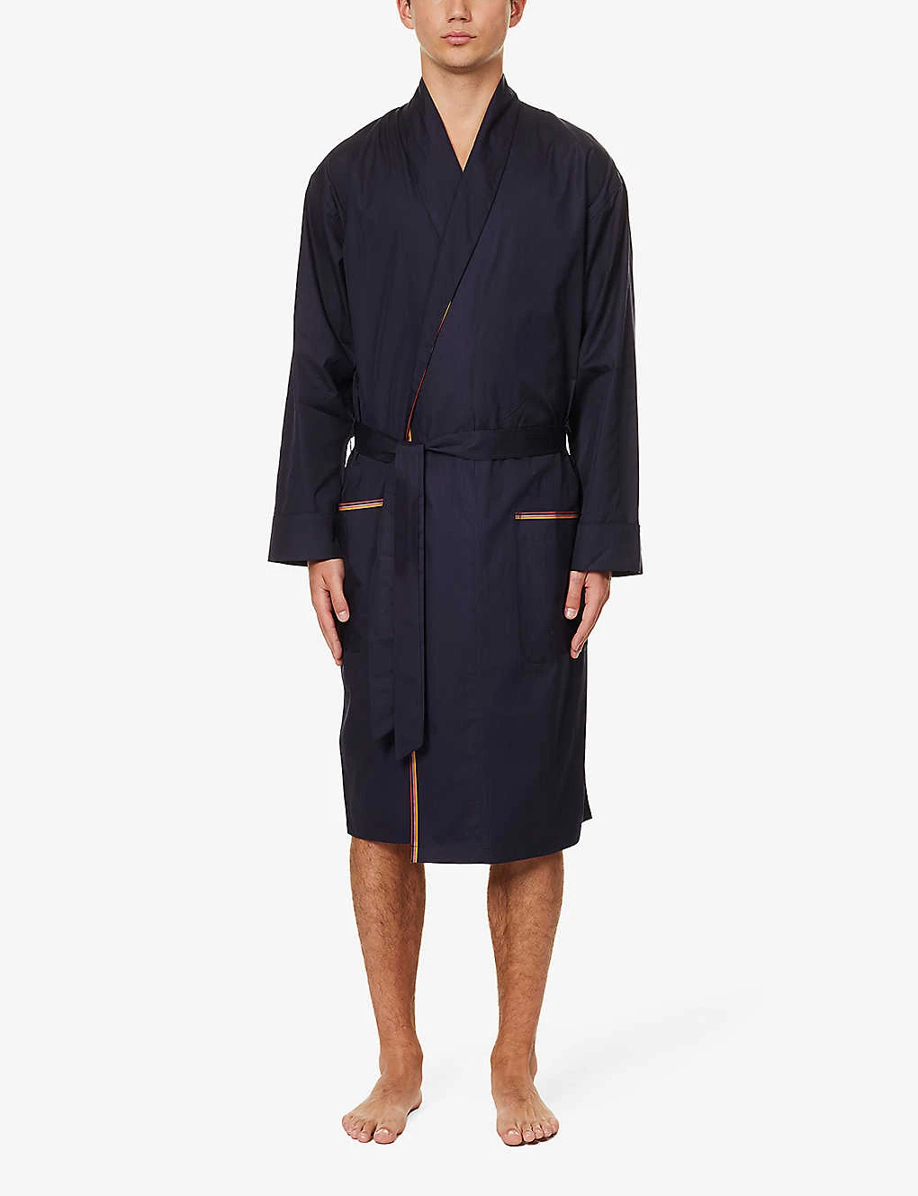 PAUL SMITH Stripe-trim Belted Cotton Robe 2 PAUL SMITH Stripe-trim Belted Cotton Robe - Image 2