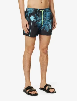 PAUL SMITH Palm Graphic-print Mid-rise Recycled-polyester-blend Swim Shorts -Falkeis Store R04148454 BLACKS ALT02