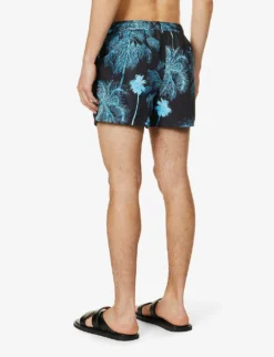 PAUL SMITH Palm Graphic-print Mid-rise Recycled-polyester-blend Swim Shorts -Falkeis Store R04148454 BLACKS ALT03