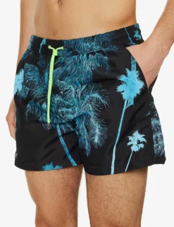 PAUL SMITH Palm Graphic-print Mid-rise Recycled-polyester-blend Swim Shorts -Falkeis Store R04148454 BLACKS ALT04