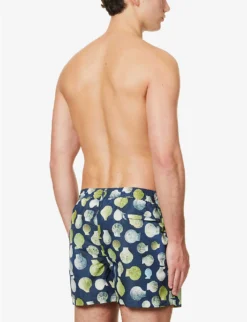 PAUL SMITH Graphic-pattern Drawstring-waistband Recycled-polyester-blend Swim Shorts -Falkeis Store R04148455 BLUES ALT03