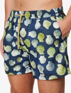 PAUL SMITH Graphic-pattern Drawstring-waistband Recycled-polyester-blend Swim Shorts -Falkeis Store R04148455 BLUES ALT04