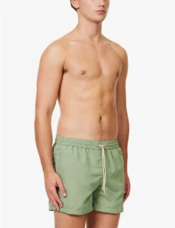 PAUL SMITH Happy Face Brand-embroidered Recycled-polyester Swim Shorts -Falkeis Store R04148456 GREENS ALT02