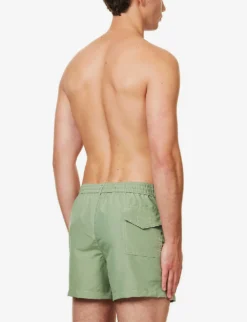 PAUL SMITH Happy Face Brand-embroidered Recycled-polyester Swim Shorts -Falkeis Store R04148456 GREENS ALT03