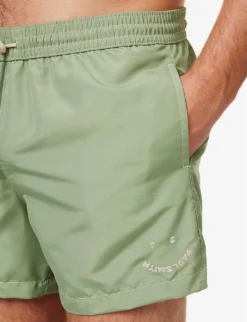 PAUL SMITH Happy Face Brand-embroidered Recycled-polyester Swim Shorts -Falkeis Store R04148456 GREENS ALT04