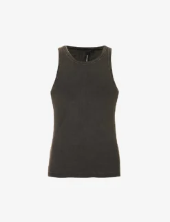 Ribbed-weave Faded Organic Stretch-cotton Top