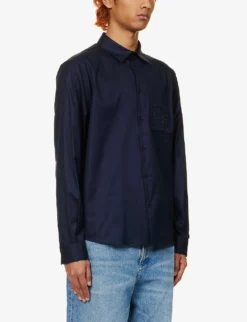 Loewe Anagram-embroidered Regular-fit Cotton-poplin Shirt 7 Loewe Anagram-embroidered Regular-fit Cotton-poplin Shirt -Falkeis Store R04149846 MIDNIGHTBLUE ALT02