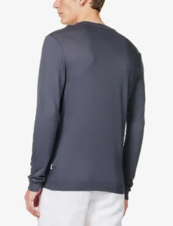 ORLEBAR BROWN Lockhart Knit-pattern Regular-fit Cotton And Modal-blend Jumper -Falkeis Store R04150126 PIRANHAGREY ALT03