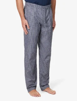HANRO Plaid-print Elasticated-waist Pyjama Bottoms -Falkeis Store R04150227 GREYCHECK ALT02