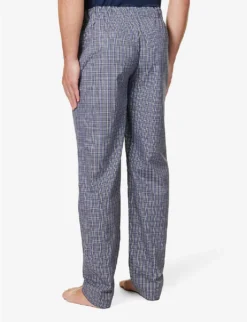 HANRO Plaid-print Elasticated-waist Pyjama Bottoms -Falkeis Store R04150227 GREYCHECK ALT03