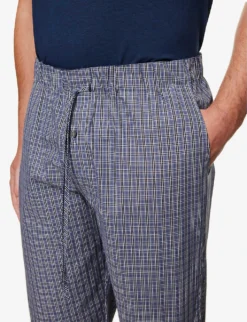 HANRO Plaid-print Elasticated-waist Pyjama Bottoms -Falkeis Store R04150227 GREYCHECK ALT04