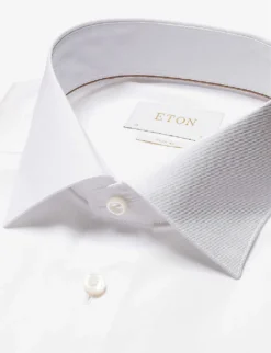 ETON Cutaway-collar Slim-fit Cotton-twill Shirt -Falkeis Store R04151563 WHITE ALT06