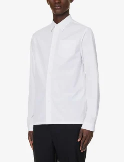 Prada Patch-pocket Regular-fit Cotton-poplin Shirt -Falkeis Store R04152252 WHITE ALT02