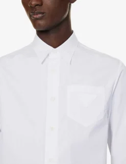 Prada Patch-pocket Regular-fit Cotton-poplin Shirt -Falkeis Store R04152252 WHITE ALT04